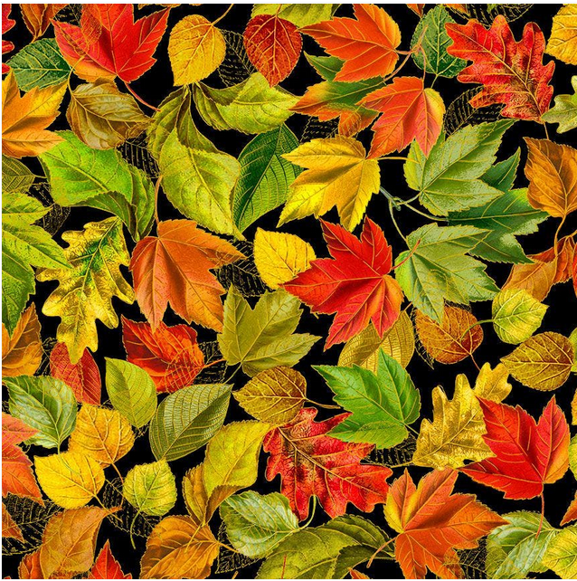 Harvest Leaves with Gold - black